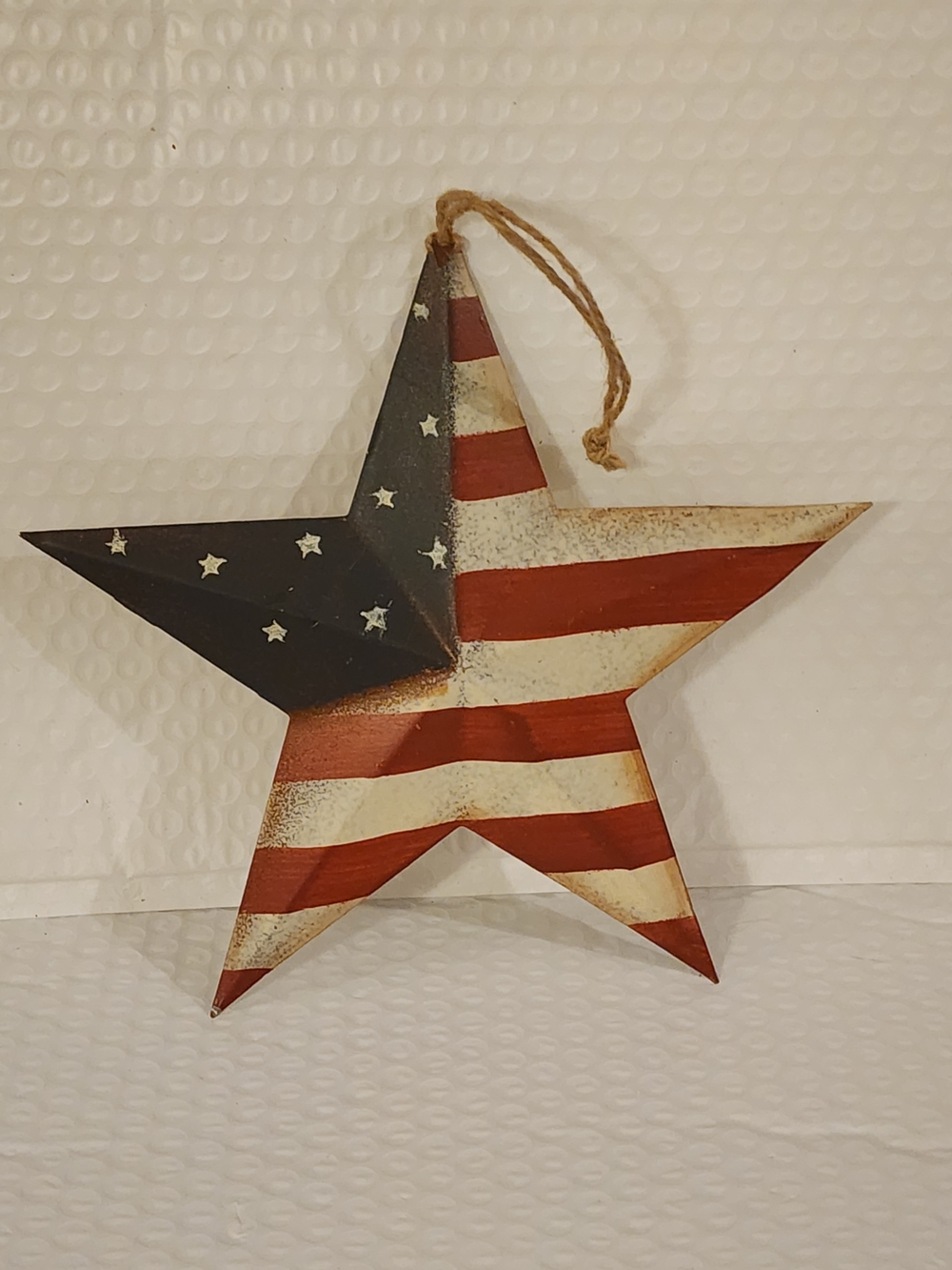 Rustic American Flag Star Ornament in Red, White & Navy